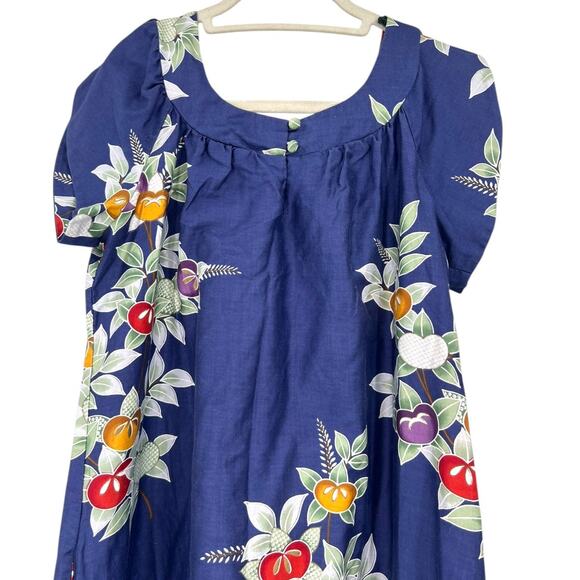 VINTAGE 70' Andrade Resort 12 L Hawaiian floral maxi dress muumuu Resort RARE - Picture 2 of 6